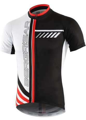 BERGRISAR Men's Cycling Jerseys Tops Short Sleeves Bike Bicycle Shirt 002white L