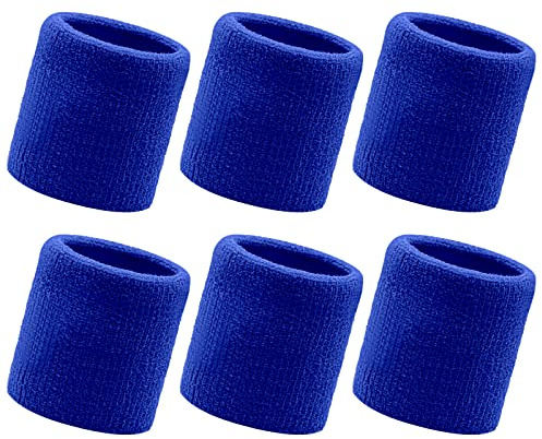 Wristbands Set, 6PC Sports Sweatbands Men Women, Sweat Wrist Sweatbands, Soft Thickened for Basketball Gym Gymnastics Tennis Soccer - Blue