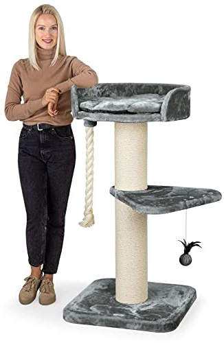 HAPPYPET Premium Kratzbaum Grosse Katzen Stabil 'Felix' - Katzenbaum, Kletterbaum, für Maine Coon, Natursisal, Dicke Stämme mit 18 cm, 120 cm Hoch