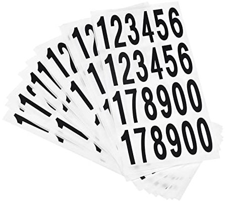 sourcing map 20 Blatt Zahlenaufkleber Briefkasten 12345178900 12,5x38mm Schwarz auf Weiss