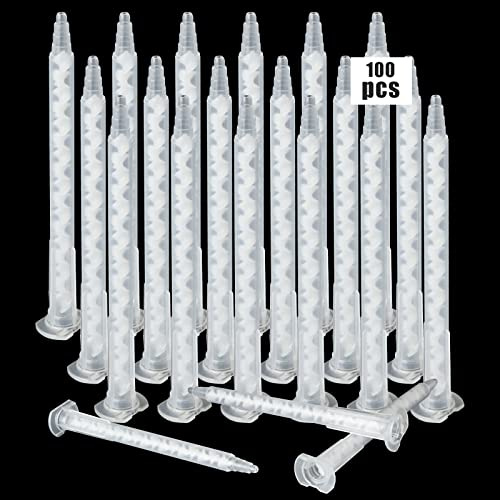 100 Pieces Epoxy Mixing Nozzle Static Mixer Nozzle Tubes Adhesive Cartridges Tip for 50ml Adhesive Applicator Cartridges(1:1 Ratio)
