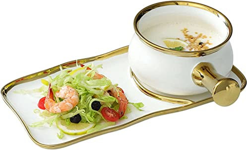 Ciotola for cereali, scodella for zuppa, scodella for il tè, set di ciotole for la colazione in ceramica, ciotole for zuppa di cipolle di lusso con manico Set di stoviglie for piatti da colazione in p