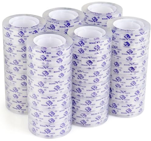 BOMEI PACK 36 Rollen Klebeband Transparent, 18mm x 25m Paketklebeband Verpackung Tape für allgemeine Verwendung Geschenkenverpackung Schule Büro Zuhause