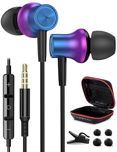 Headphones for Airplane, Earphones Wired Headphones In Ear Wired Earbuds with Microphone Noise Isolating Headset with Volume Control 3.5mm Jack Headphone Ear Buds for School Students, Women, Men, Kids