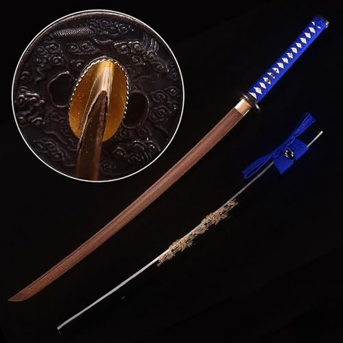 con vaina Espada samurái de madera de wengué de 103 cm,espada de entrenamiento de madera hecha a mano,espada de práctica de artes marciales reales,Kendo,para colección,exhibición,cosplay de Iaido Prop