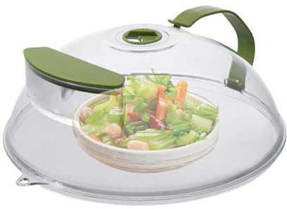 Couvercle alimentaire pour micro-ondes, tapis de micro-ondes et couvercle alimentaire avec réservoir d'eau – Couvercle central ventilé, respirant, couvercle simple, panier de lavage polyvalent,