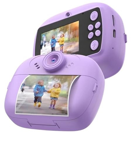Celly, Macchina Fotografica per Bambini con Stampa Istantanea, Fotocamera per Bambini con 30 Effetti, Tempo di Ricarica 150 minuti, Colore Viola