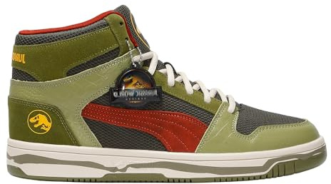 Puma Men's Rebound Layup Mid Jurassic World Shoes Sneaker, Green Moss-Mars Red-Yellow Sizzle Ah25, 8 UK