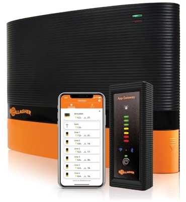 Gallagher betesstaket/dubbel apparat MBS2000i Multi Power (12 V/230 V) – elstaket för hästar, nötkreatur, får, rådjur och hjortar, grisar, vildsvin, vargar, getar, rävar – lämplig för betesstaket upp