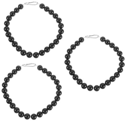 ibasenice 3 Stück Flagpole Beaded Ring Windfester Führungsring PVC für Flaggenstangen Robuste Befestigungskette zur Verlängerung Ihrer Fahne für Verschiedene Flaggenmasten Schwarz mit Perlen