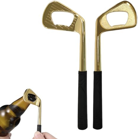 Mini Golf Club Bottle Opener Keyring, Funny Golden Beer Bottle Opener for Golf Lovers, Personalised Bottle Opener Keychain, Multifunctional Kitchen Tool for Home and Parties(1 Pack)