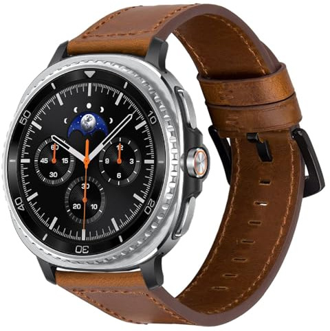 Läderarmband för Samsung Galaxy Watch 8 Classic 46 mm/Watch 8 44 mm 40 mm klockarmband, retro äkta läder ersättning läderarmband män kvinnor, Läder