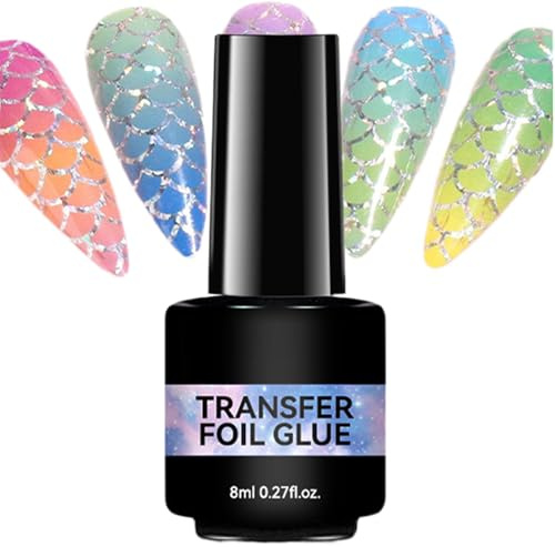 Colla Per Transfer Foil Unghie,8ml Adesione Forte | Gel Per Trasferimento Che Richiede L'Utilizzo Di Lampada UV,Adatto A Donne E Salone Domestico, Con Adesivi Unghie, Design E Decorazione