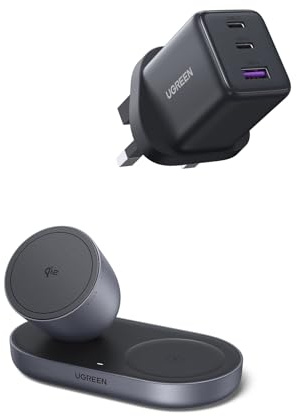 UGREEN 30W 3 Ports USB C Charger Plug and Qi2 Certified 15W MagSafe Charger Stand Comptible Wireless Charger