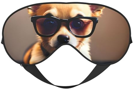 Chihuahua hundglasögon tryck sovmask, mjuk ögonmask med justerbar rem för sömn, resor och avkoppling