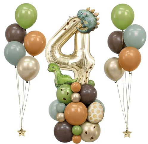 Wuokkig Globos de dinosaurio retro, 42 piezas de decoración de fiesta de dinosaurios número 4