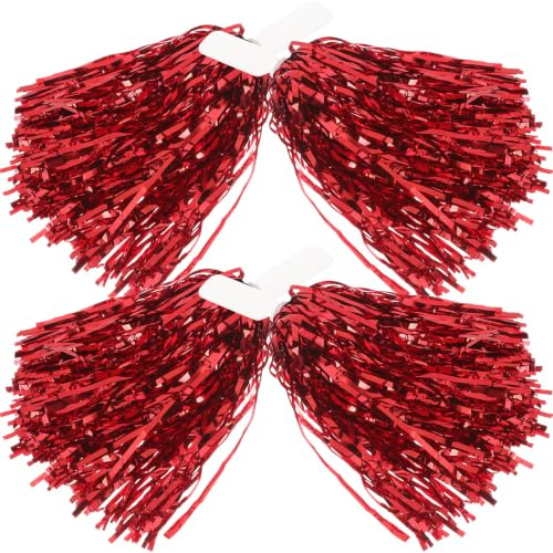 Artibetter 6 Pièces Pompons de Cheerleading Rouges Poignée Lisse en PE, Légers et Réutilisables pour Danse et Événements Sportifs D'équipe