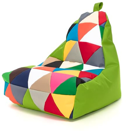 Ecopuf - Keiko Sittpuff i polyester - Sittdel med riv- och fläckbeständig påse - Sittpuff med handtag - Styrofoamfyllning - Grön Nc1 - S75x70x75cm
