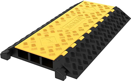 VEVOR Rampa de Protector de Cable 3 Canales Capacidad de Carga 22,046-44,092 Libras Pasacables Suelo 93x49x6.8cm El Reductor de Velocidad para Protección de Cables Eléctricos