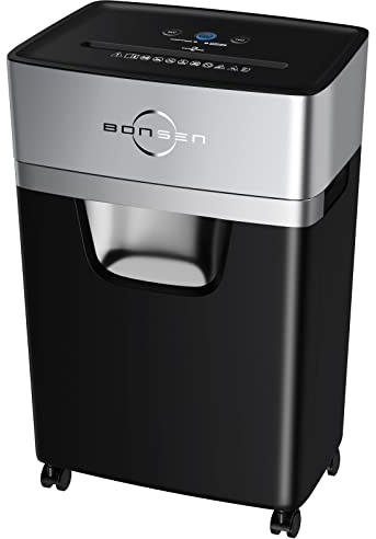 BONSEN 16-Sheet Heavy Duty Paper Shredder for Office, 60-Minute Running Time Cross-Cut CD Shredder with 60dB Low-Noise, 5.3-Gallon Pull Out Bin, Anti-Jam & Quiet Shredder for Home Office (S3102)