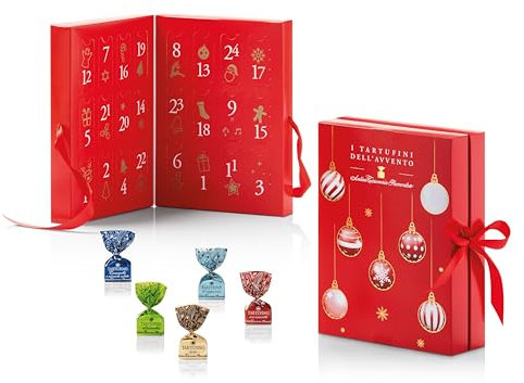 Adventskalender mit feinen Schokoladentrüffeln | 25 Tartufo dolce von Antica Torroneria Piemontese im Weihnachtskalender | 5 Sorten edle Trüffel Pralinen | Schokoladen Geschenk für Weihnachten