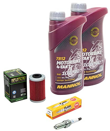 Wartungspaket Öl 2L + Ölfilter + Zündkerze für KT M Duke 125 Duke 200 Duke 390 Baujahr 2011-2014
