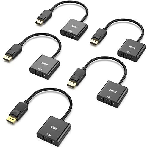 BENFEI DisplayPort auf VGA 5 Stück, Unidirektional DisplayPort DP Computor zu VGA Monitor Adapter 1080P (Stecker auf Buchse), kompatibel für Lenovo Dell HP ASUS