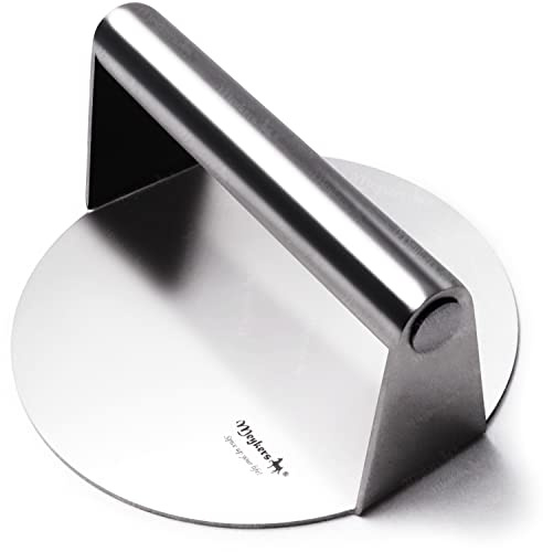 Meykers Smash Burger Press 6.3” Burger Smasher | for Griddle Grill Pan Skillet | Weight Gain Flat Presser Smashburger Maker 304 Stainless Steel | Meat Bacon Sandwich Panini | Tool Kit for BBQ Lover