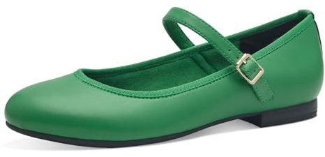 MARCO TOZZI Ballerines véganes avec lanières pour Femme, Vert, 41 EU