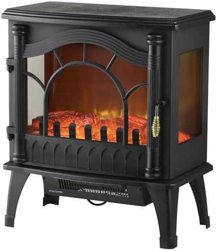 HOMCOM Chimenea Eléctrica 1000W/2000W Chimenea Decorativa de Pie con Temperatura Ajustable Bajo Consumo Protección contra Sobrecalentamiento Efecto de Llama 3D para Sala 15-30 m² Negro