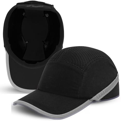 BWOLF TRIVOR - Gorra de seguridad para hombre con carcasa de ABS EN 812 con tiras reflectantes (negro)