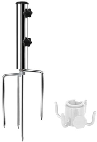 Rasendorn Sonnenschirmständer, Abnehmbar Einstellbar Robuster Bodenanker fur Sonnenschirm aus Metall, Tragbare Halterung für Sonnenschirm im Freien, Schirmständer Bodendübel für Angeln, Strand, Camp