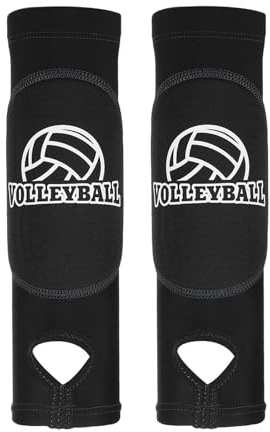 PATIKIL Protectores de Brazo de Voleibol 1 Par Mangas para Antebrazo con Almohadillas de Protección Orificio para el Pulgar Protectores para Jóvenes Adulto Negro