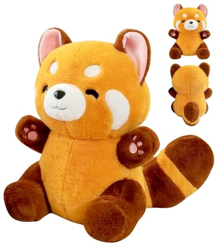 Zkaoai - Peluche di Panda Rosso, 23 cm, Panda Rosso in Peluche, Peluche di Panda Rosso, Peluche di Panda, Morbido Giocattolo di Stoffa, Cuscino di Panda in Peluche, Regalo per Bambini e Ragazze