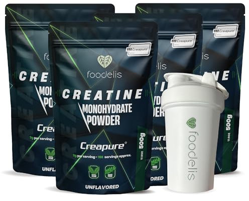 Creatina creapure en polvo 2 kg + Shaker - 100% creatina monohidratada creapure - Sin sabor, No-GMO, Vegano, Pura sin aditivos -Incluye dosificador - Alta solubilidad