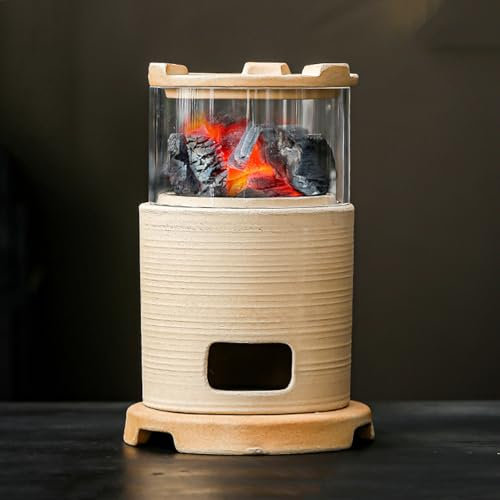 Estufa de carbón de Arcilla, Estufa de cerámica para Barbacoa, Estufa para Parrilla de Interior, fogón de Mesa, Estufa portátil para Preparar té, hervir Agua, malvaviscos, Barbacoa(13x20cm/5 x8)