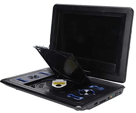 Bärbar DVD-spelare, Bärbar DVD-spelare Roterande uppladdningsbar HD CD DVD-spelare med LED-skärm for bilresor Support FM-radiofunktion,för hem, bil(Baby blue)