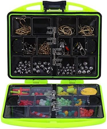 CYSFETENA Angelzubehör Set, 24 Fächer Angelkoffer mit Zubehör voll beladene Angelbox mit Köder Haken Bleien Jigköpfen und mehr als 100 Teilen, für Angeln und Outdoor-Aktivitäten