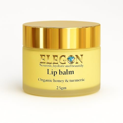 Elegon Lippenbalsam Bio 25 g – Honig Bienenwachs Lippenpflege & Lip Balm mit Kurkuma | Lippenmaske Lippenpflege Overnight für trockene Lippen | Intensive Feuchtigkeit, Repariert & Pflegt natural