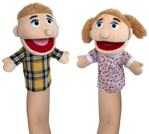 Hand Puppet Family Puppet,2pcs Cute Puppet Plush Toys Teaching Show,Soft Puppet for Kids Family Members Role Playing Birthday
