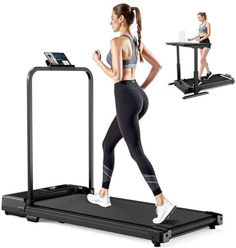 Walking Pad Treadmill for Home - Treadmills Under Desk Running Machine for Home Office Portable Compact Mini Treadmill with Handle Adjustable Speed Remote & LED Display 6KM/H Serenilite