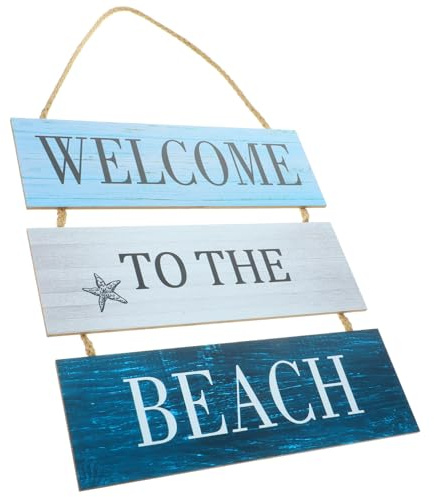 BESTOMZ Cartello da Parete in Legno Corda di Canapa per Vacanze Estive, Decorazione Spiaggia e Segnaposto Tema Mare per Decorazione Parete Benvenuto