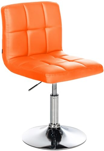 CLP Taburete Bajo Palma V2 En Simil Cuero I Silla Lounge Regulable En Altura & Giratoria I Butaca De Salón Moderna & Acolchado, Color:Naranja