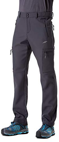 TRAILSIDE SUPPLY CO. Men's Fleece Lined Insulated Pants Softshell Pants,Water and Wind-Resistant Grey Size Large