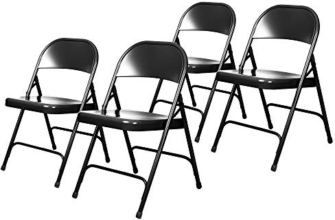 OEF Furnishings OEF50 Series All-Steel Heavy-Duty Folding Chairs with 500 lb Weight Capacity (4-Pack, Black)