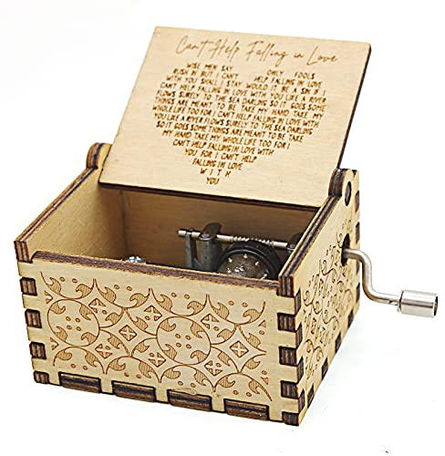 byykit Can't Help Falling in Love Wood Music Box, Antique Engraved Musical Boxes Case for Love One Wooden Music Box - Gifts for Lover, Boyfriend, Girlfriend, Husband, Wife (WOOD)