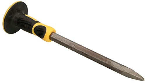 KOTARBAU® Cincel de punta, 350 x 18 mm, Cincel con protector sombrerete de plástico, Cincel de albañil, Cincel con salvamanos, Cincel puntiagudo, Puntero, Cincel con empuñadura