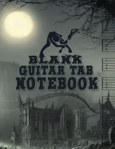 Blank Guitar Tab Notebook: Empty Guitar Tablature Book with 7 Staves and 6 Chord Boxes per Page, 108 Pages Big 8.5 x 11 Size Composition Book, Great ... Players , Music Composers and Songwriters.