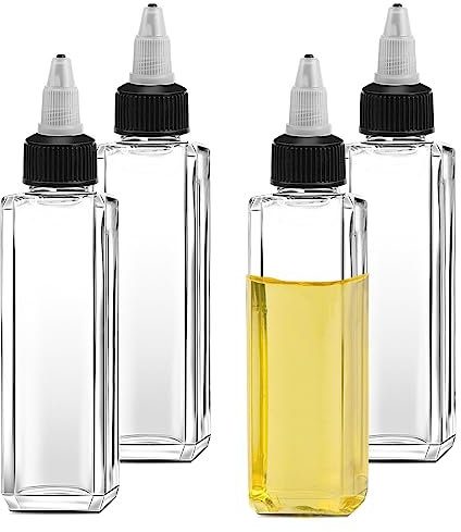 Mozeat Lens 4 Stück Squeeze Ölspender Flaschen 100ml Kunststoffflaschen kleine Quetschflaschen mit Schraubdeckel Mehrzweck Flaschen für flüssige Gewürze Öl Soja sauce Essig