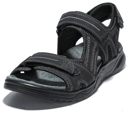 JOMIX Sandales Homme à Scratch Sandales de Randonnée Homme Sandales de Sport Homme Chaussures d'été pour Sport Mer Plage (Noir, 42)